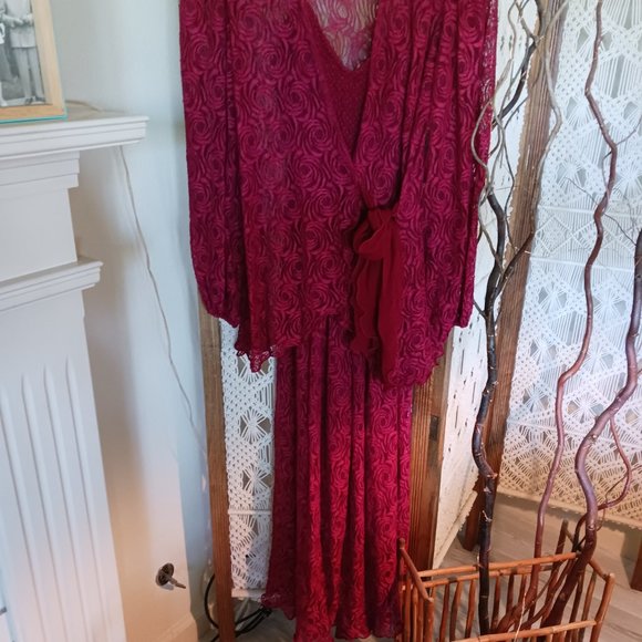 VINTAGE 1991 COUTURE LACE PALAZZO DRESS - Picture 1 of 4